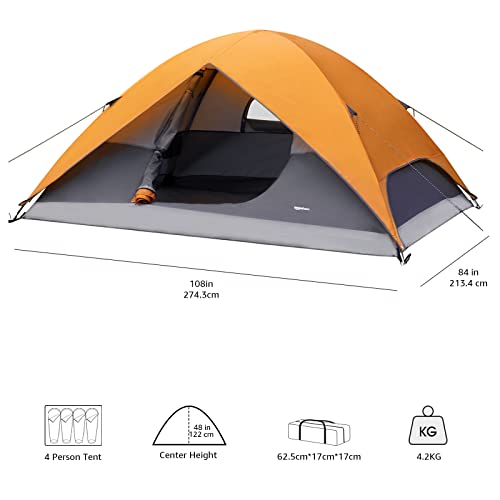 Amazon Basics x Dome Camping Tent With Rainfly 9 4-Person Feet